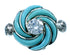Cubic Zirconia Flower Turquoise Inlay Sterling Silver Ring Size 5-3/4 LX113063